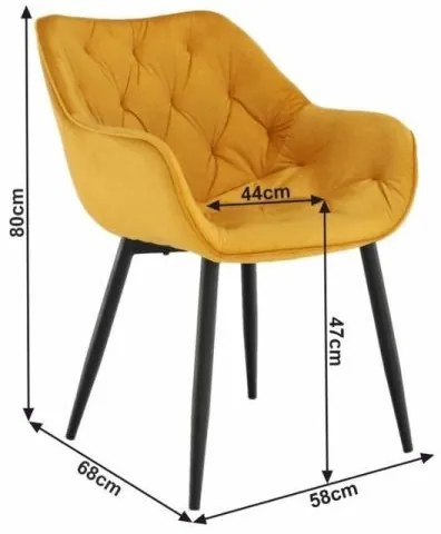 FEDRIS Velvet karosszék sárga