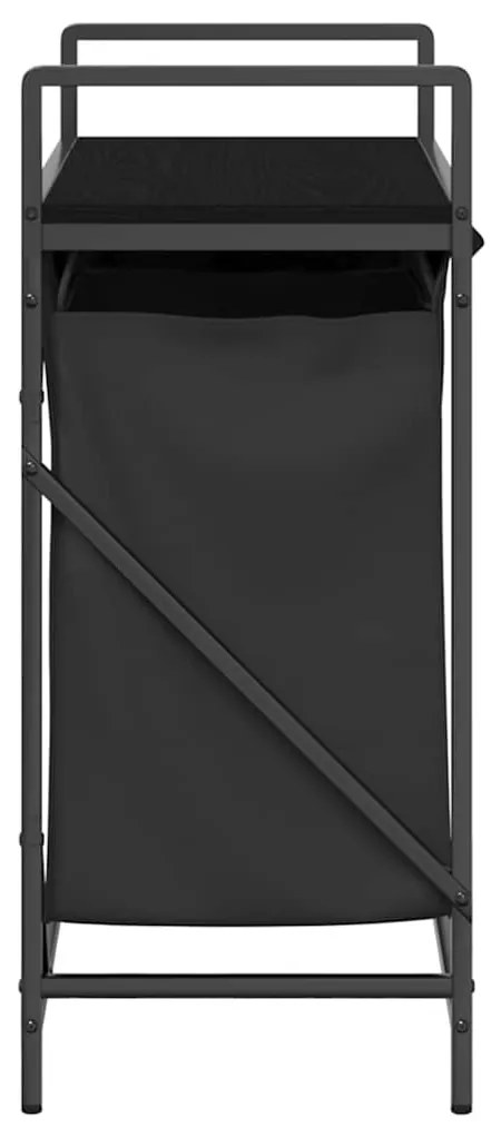 fekete tölgyfa mosodai kosár 2 rekeszes polccal