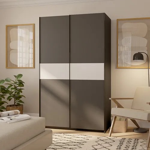 BERNO ruhásszekrény, 120 cm | Antracit + Fehér