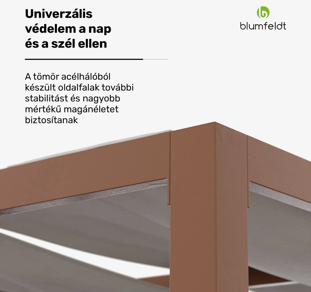 Blumfeldt Shade Cove GreenWall, pergola, 3 x 3 m, oldalfalak, porszórt festék, időjárásálló
