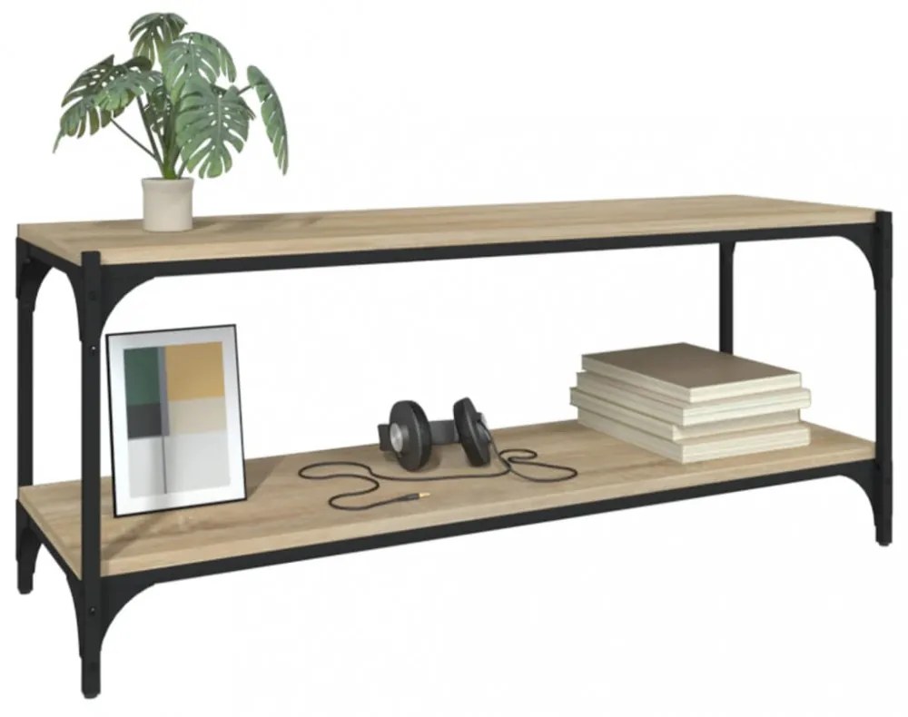 sonoma tölgy színű szerelt fa és acél TV-szekrény 100x33x41 cm