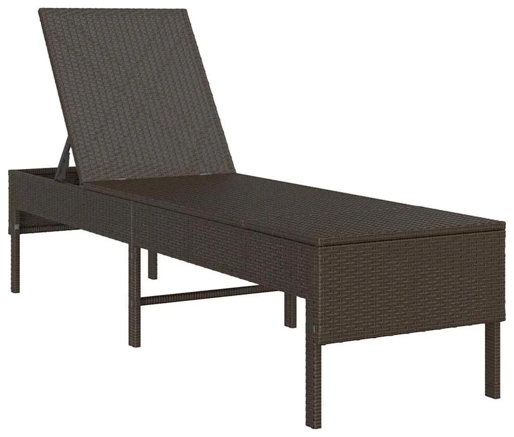 Barna polyrattan napozóágy párnával 55x200x44 cm