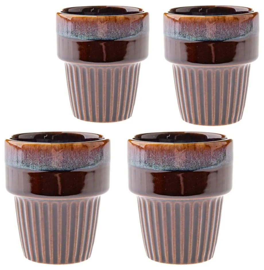 Barna kőedény eszpresszó csésze szett 4 db-os 100 ml Tone – Dakls