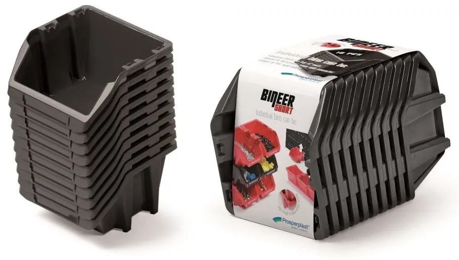 Kistenberg 10db tárolódoboz készlet BINEER SHORT 187x158x114 mm fekete