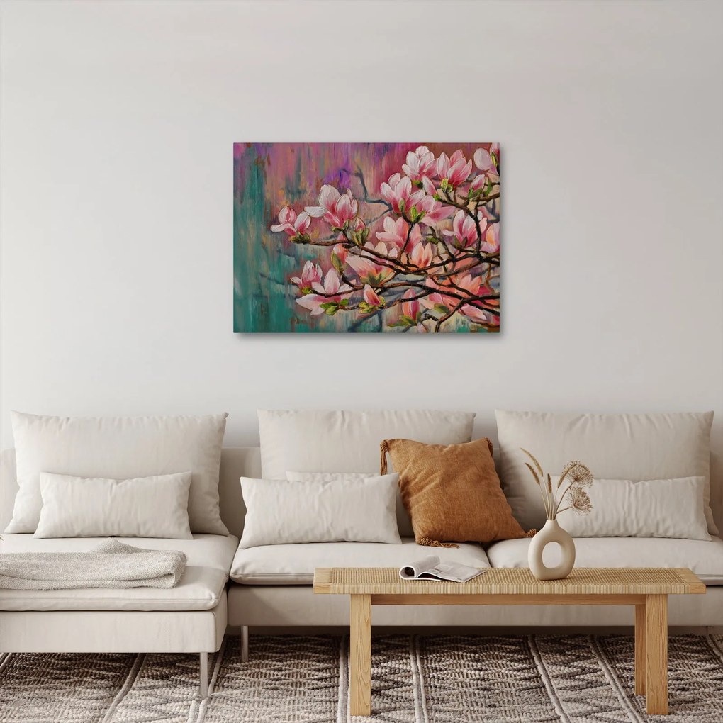Kép - olajfestmény, virágzó Sakura (70x50 cm)