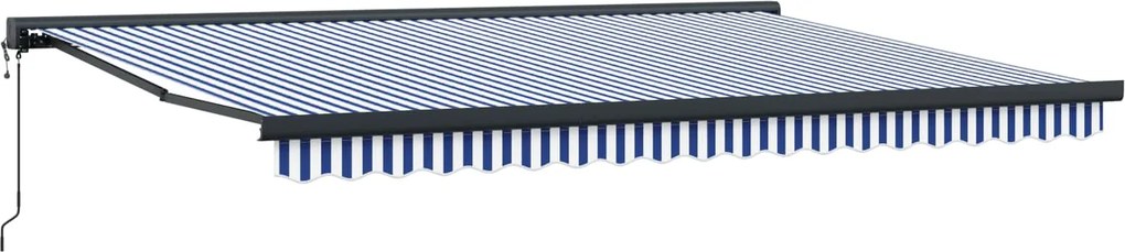 vidaXL Napernyő Kék és Fehér 450 x 300 x 165 cm Pamut és Alumínium