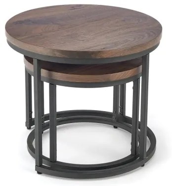 KÉSZLET 2x OREO konferencias asztal, átm. 43/53 cm, fekete/dió