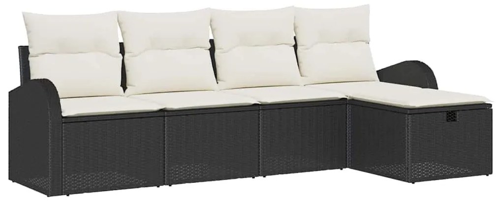 Kerti Kanapé Szett 5 pcs Fekete és krémszínű 234 x 117 x 85 cm