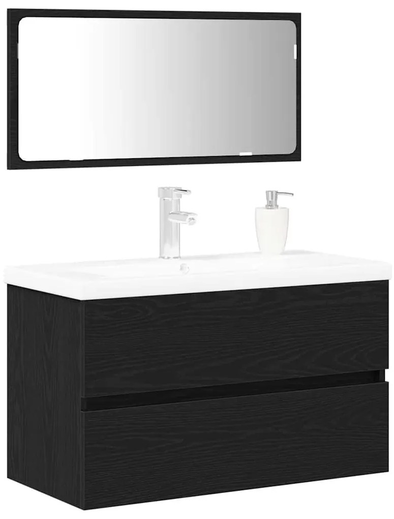 Fürdőszoba bútor szett 3 pcs Musta tammi 80 x 38.5 x 45 cm