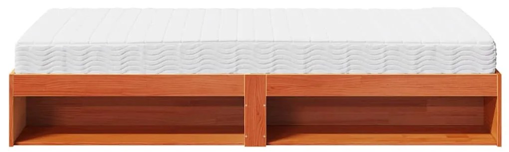 viaszbarna tömör fenyőfa kanapéágy matraccal 90 x 200 cm