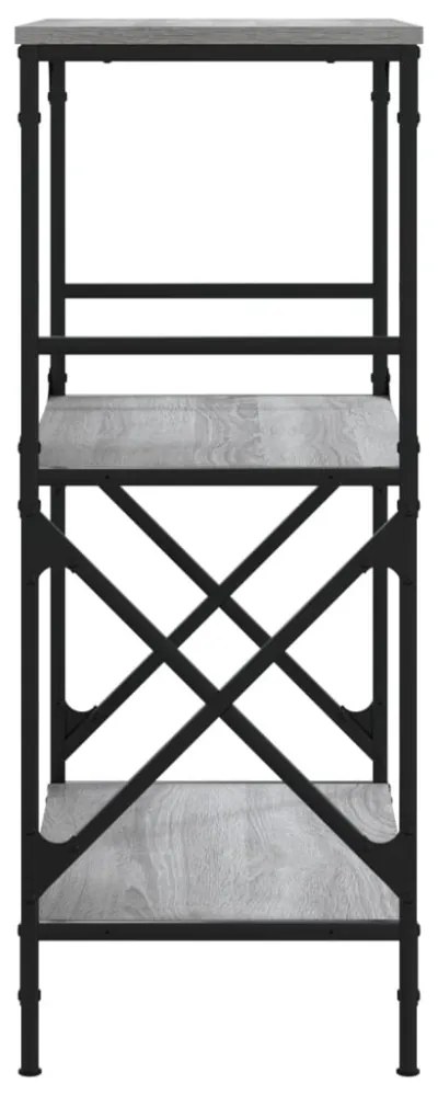 3 szintes szürke sonoma szerelt fa könyvespolc 56x35x90,5 cm