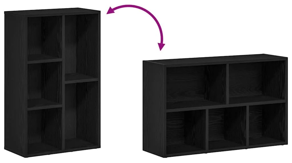 fekete tölgy szerelt fa könyvespolc 50x25x80 cm