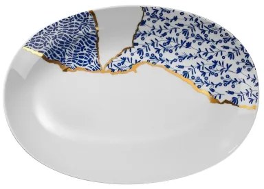 28 darabos porcelán étkészlet – fehér/arany/kék