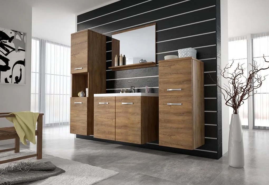 ALOMA fürdőszoba össszeállítás mosdóval, Lefkás tölgy