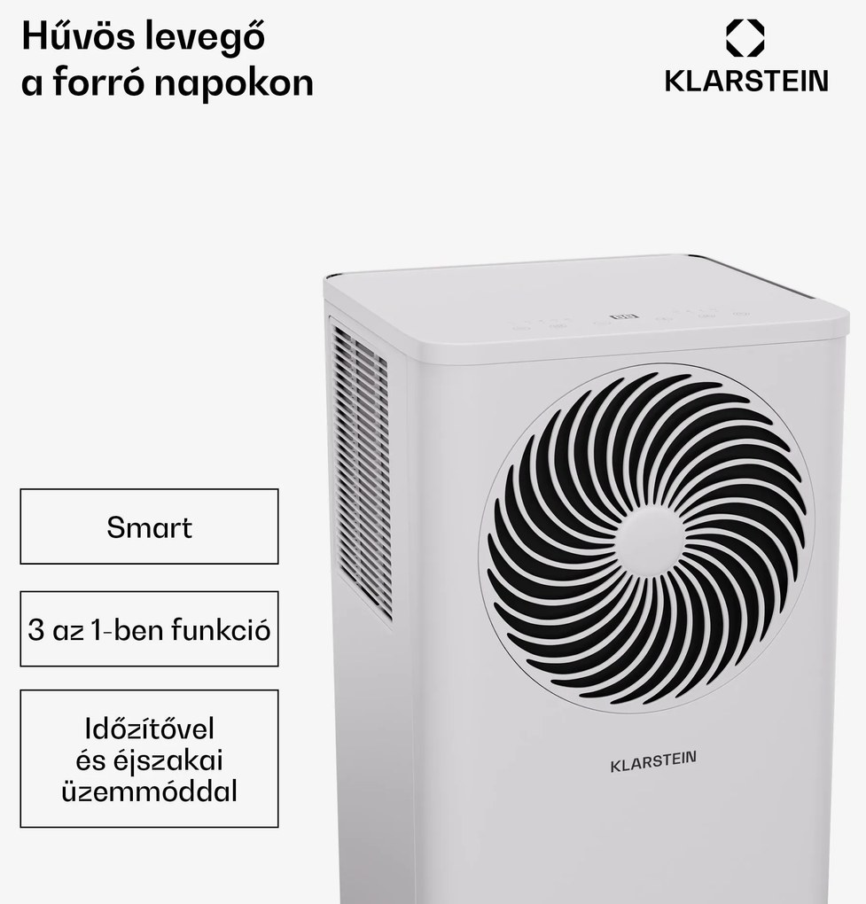 Klarstein Aero Ring 9K, Smart, légkondicionáló, 9 000 BTU, mobil és intelligens, max. 31 m², hangvezérlés