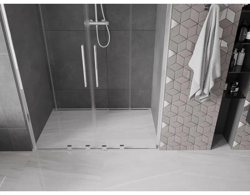 Mexen Velar L Duo, tolózuhanyajtó nyitáshoz 140 cm, 8 mm átlátszó üveg, króm, 871-140-003-02-01