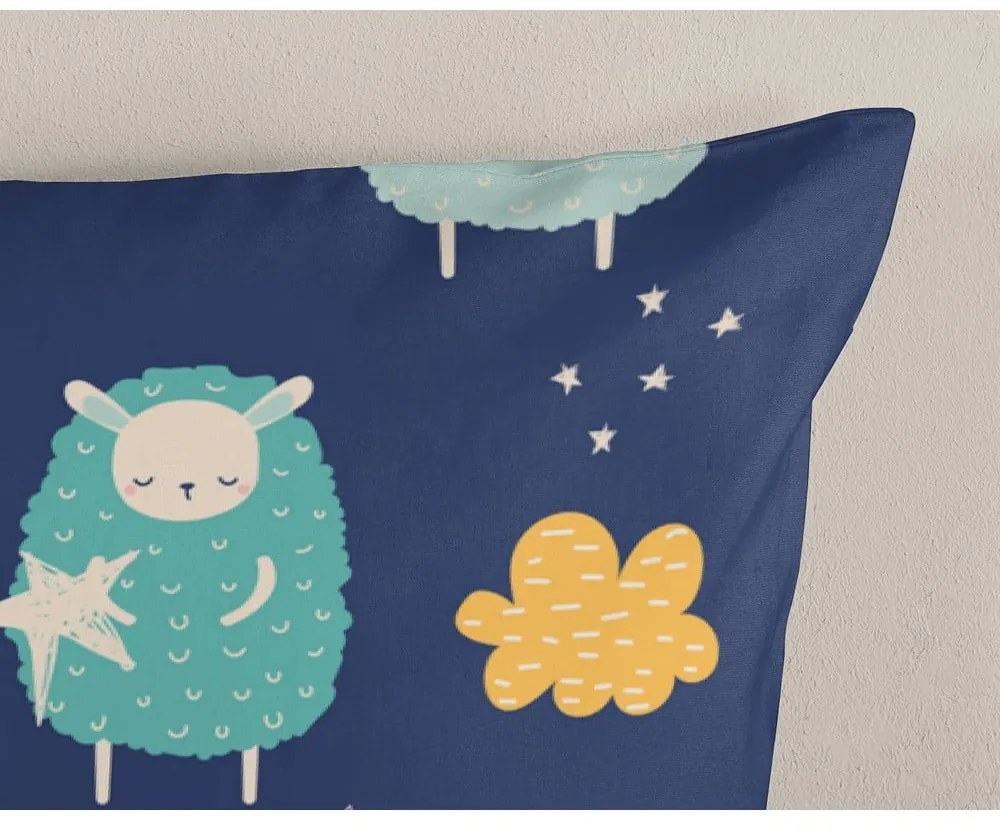 Kék egyszemélyes-hosszabbított pamut gyerek ágyneműhuzat 140x220 cm Sheep – Good Morning