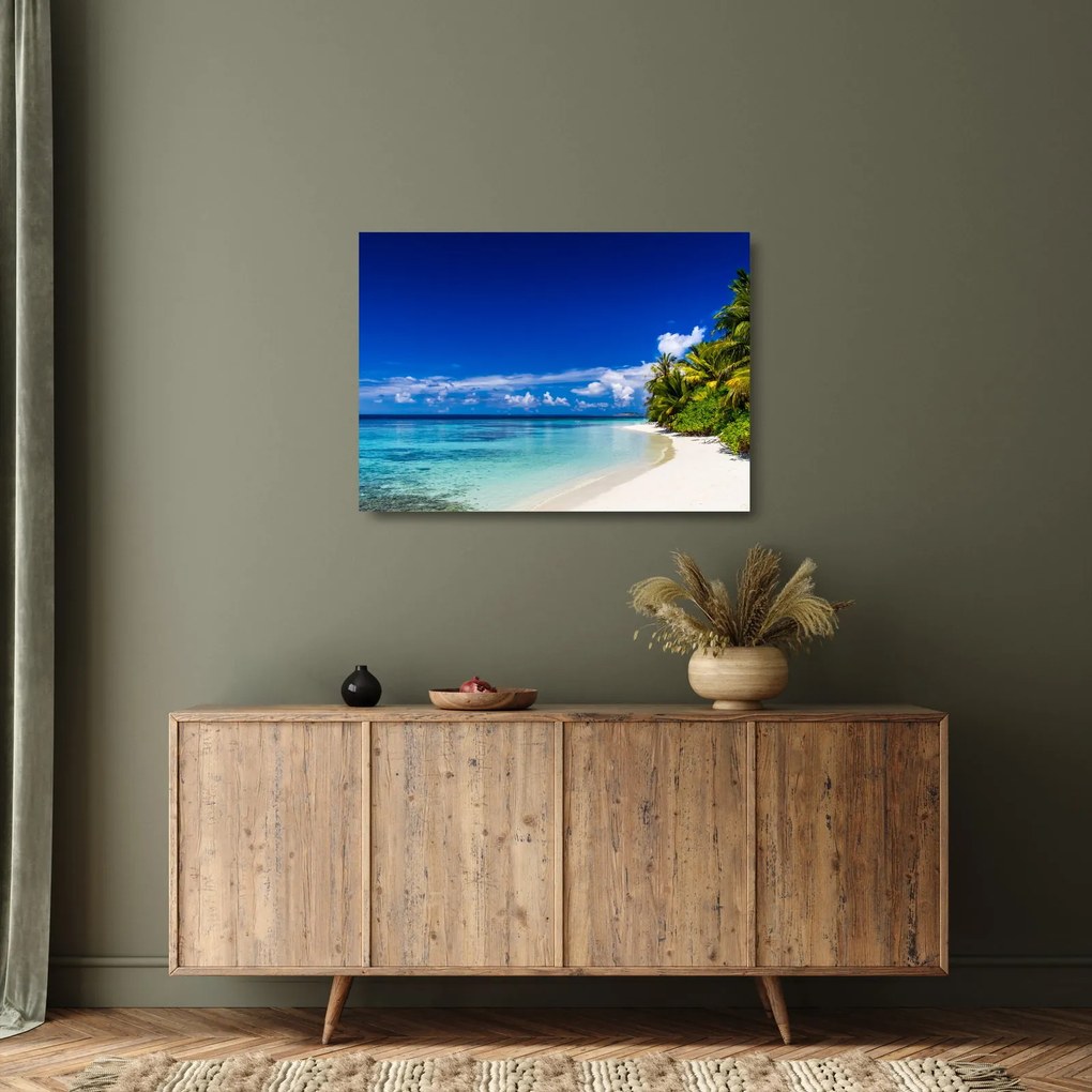Egy trópusi tengerpart képe (üvegen) (70x50 cm)