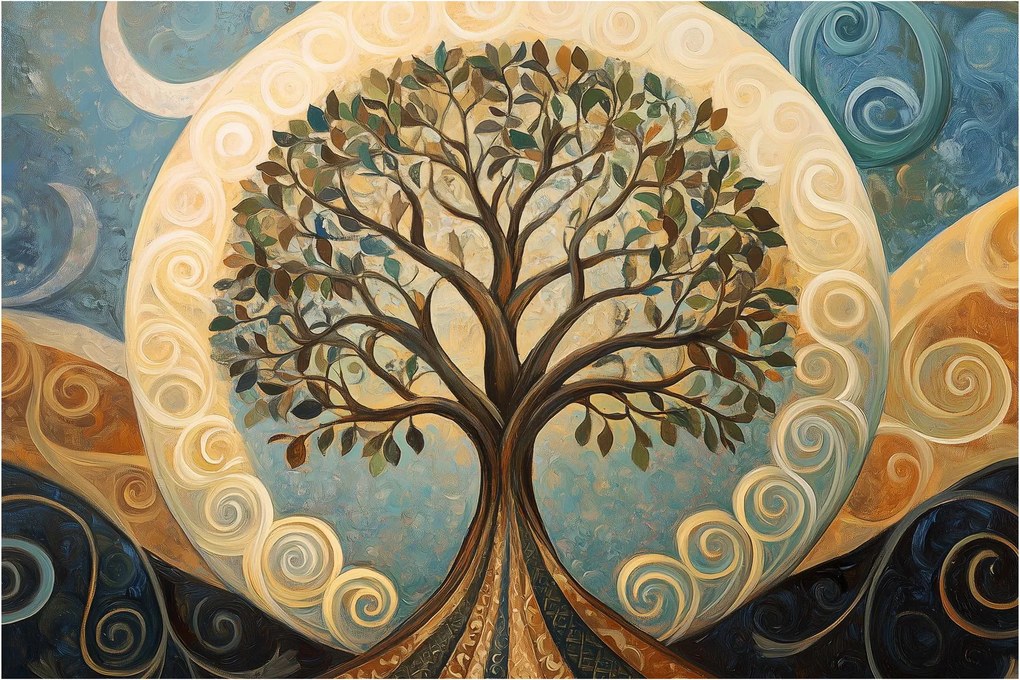 Kép – Életfa és spirálok (90x60 cm)