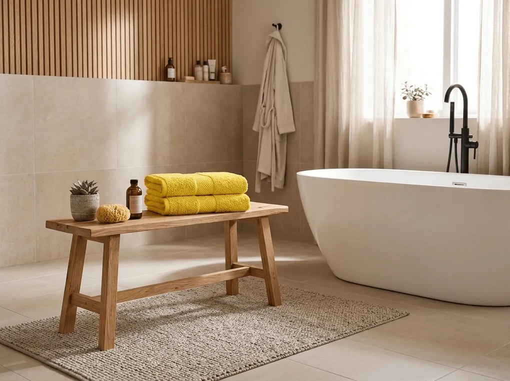 Fürdőlepedő EMBORIA 70x140 cm sárga, 100% pamut