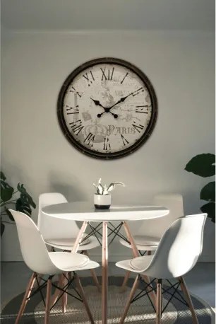 Globo B992518 Falióra, fekete műanyag, üveglap, római számokkal ellátott számlap, ø: 760 mm, M: 760 mm, elem nélkül