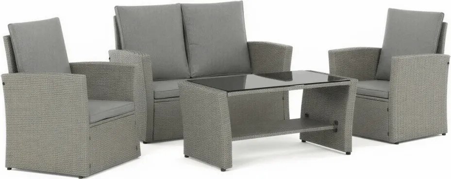 Kerti ülőgarnitúra, polyrattan, szürke, GREY