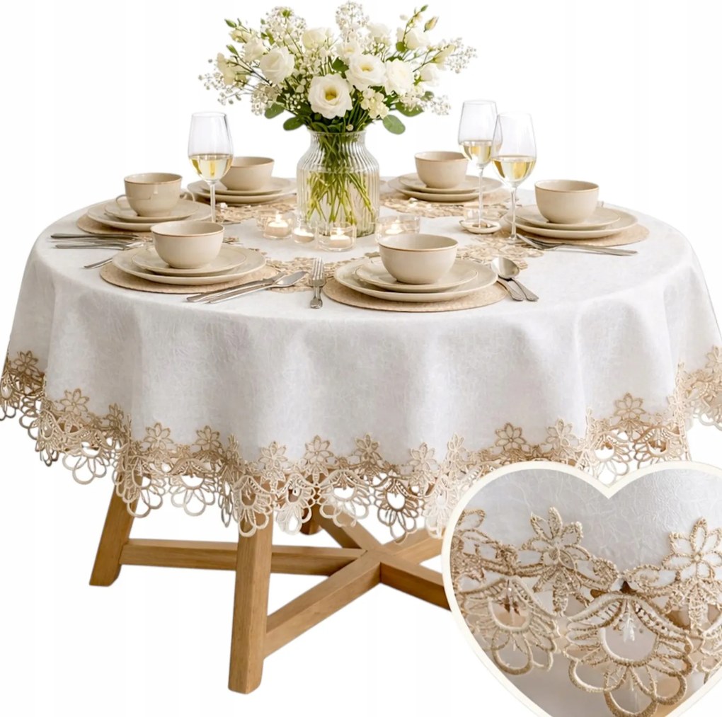 Abrosz Kerek Fehér, barna Gipszkarton asztalra, foltálló Kör 150x150