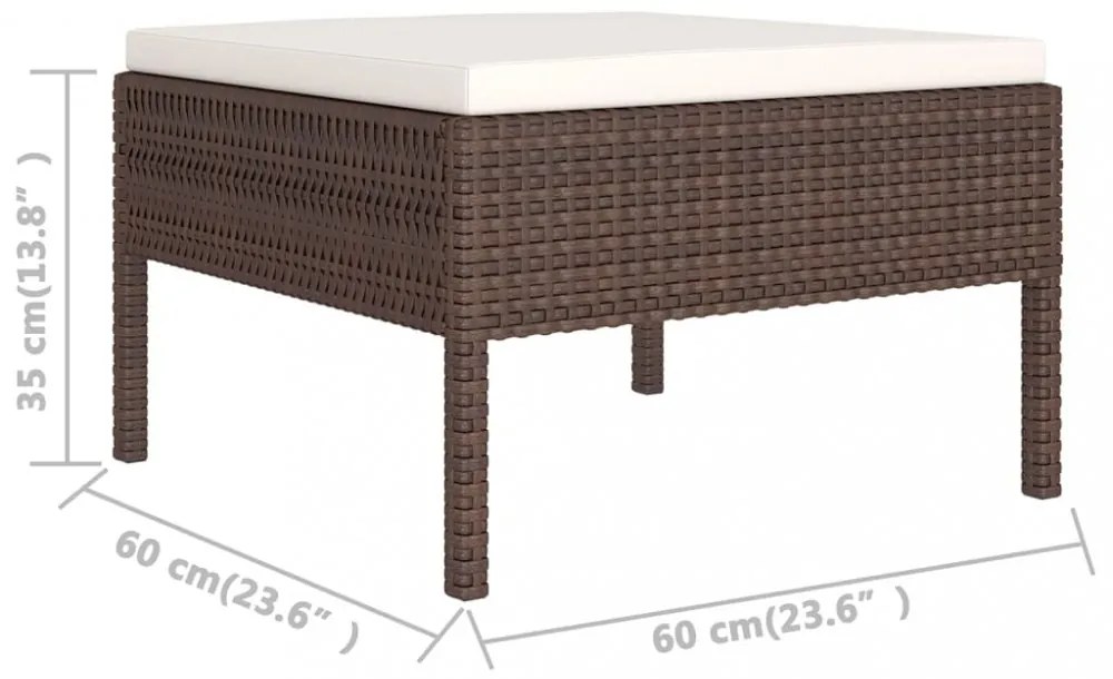7 részes barna polyrattan kerti bútorszett párnákkal
