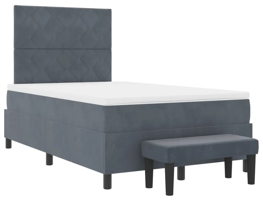 Box Spring Ágy Matraccal és Paddal Sötétszürke 120x190 cm Bársony