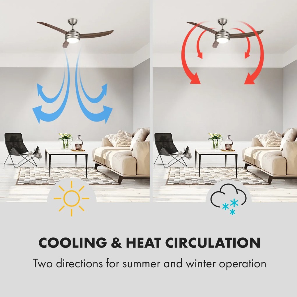 El Paso, mennyezeti ventilátor, 52", menet e27, 3 lapát, sötét tölgyfa kialakítás