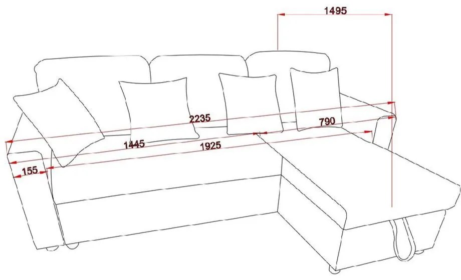 Catini KIMBERLAND kihúzható sarok ülőgarnitúra tárolóhellyel