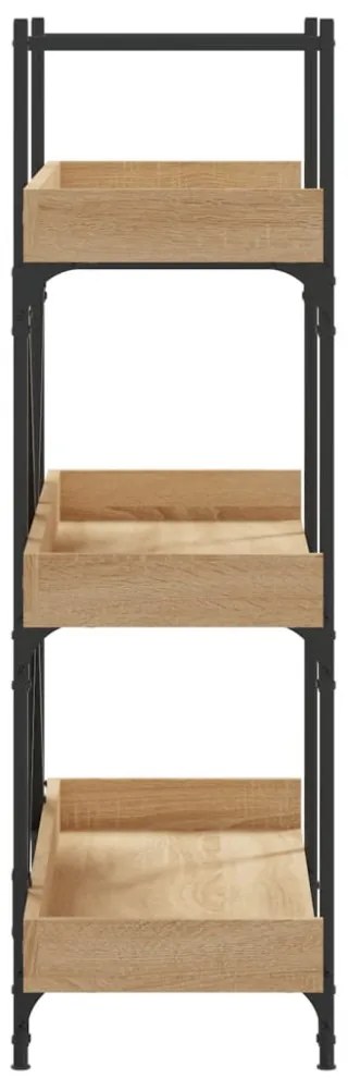 3-szintes sonoma tölgy szerelt fa könyvespolc 100x33x108,5 cm