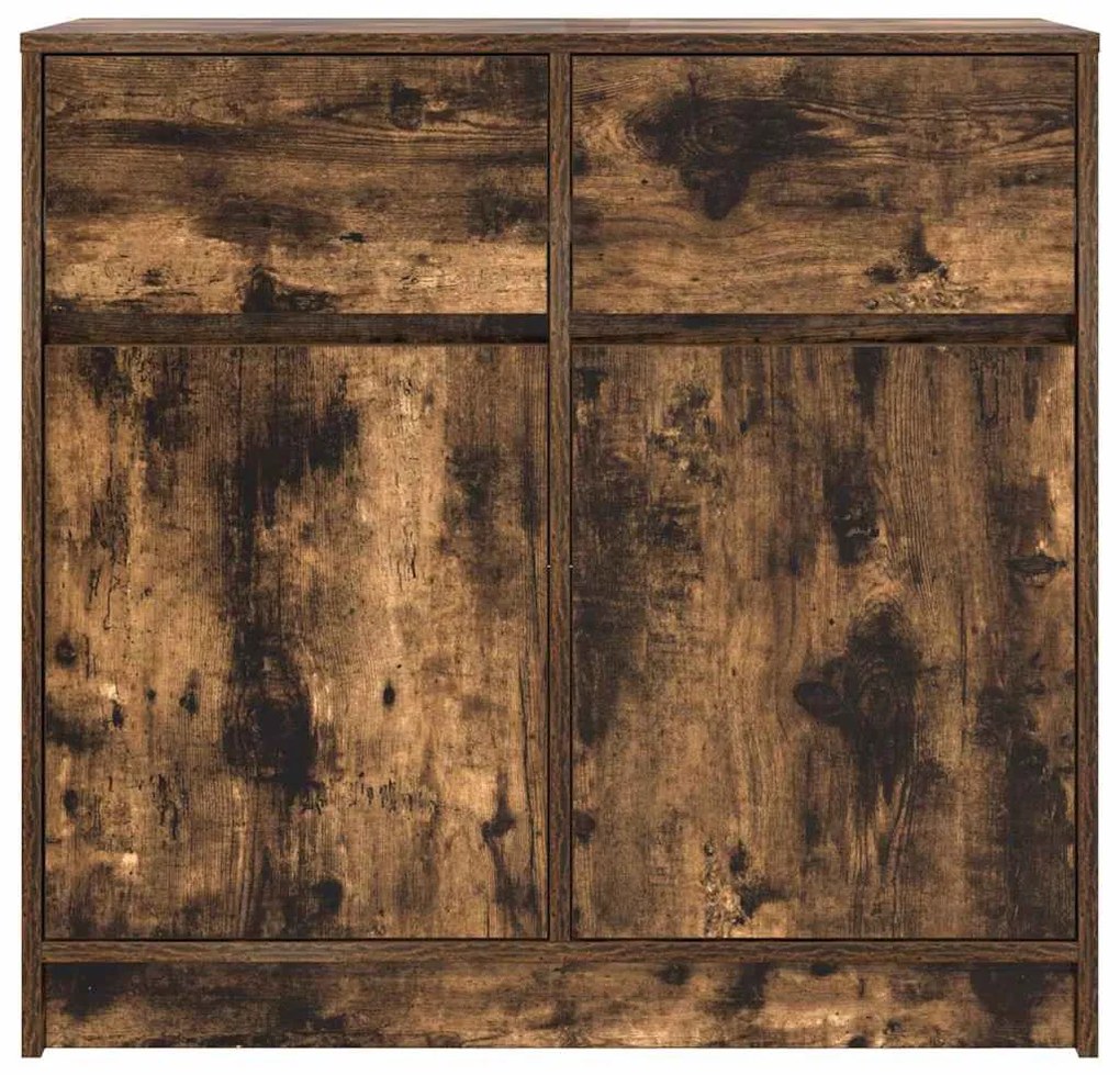 füstölt tölgy szerelt fa tálalószekrény fiókos 80x34x76 cm