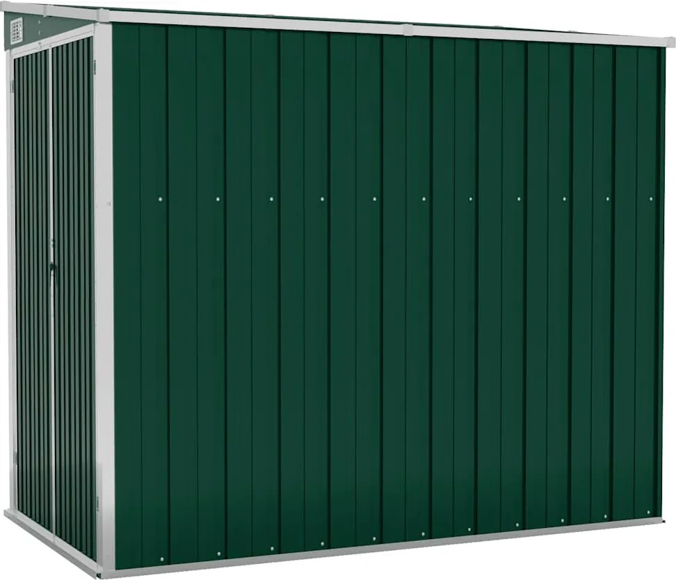 vidaXL zöld acél falhoz erősíthető kerti fészer 118 x 194 x 178 cm