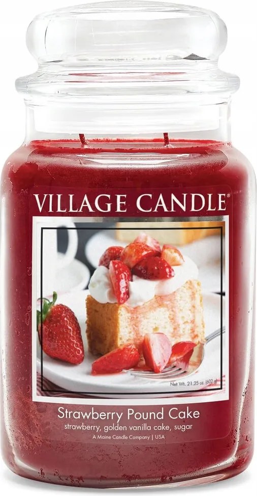 Nagy méretű Strawberry Pound Cake gyertya Village Candle