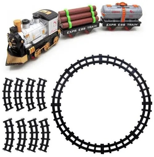 Vintage Classic Train Play Set akkumulátorral működtetve, sínnel