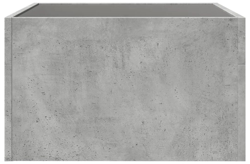betonszürke végtelen hatású LED-es dohányzóasztal 50x50x30 cm