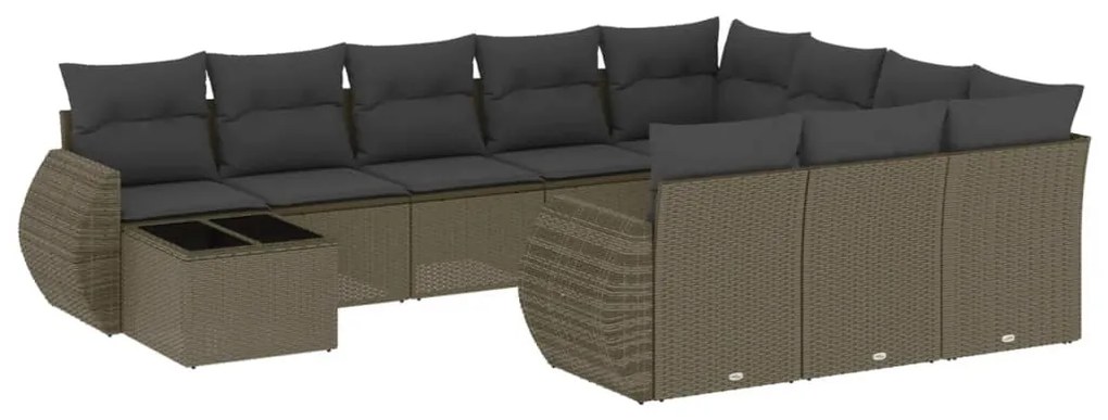 vidaXL 11 részes világosszürke polyrattan kerti ülőgarnitúra párnákkal