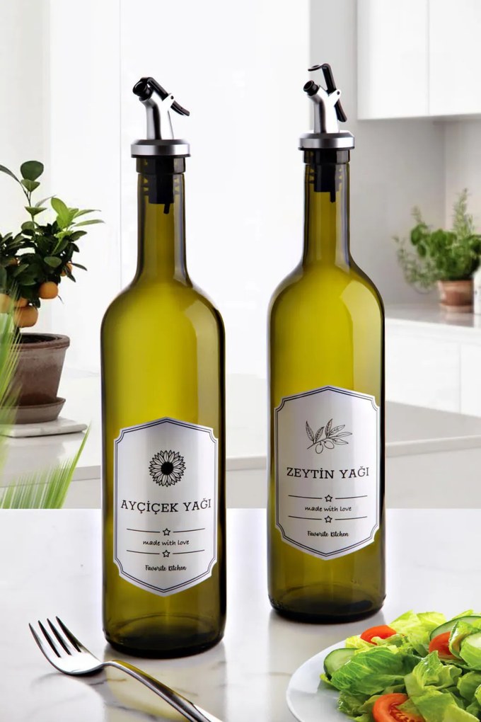 2 részes borostyánszínű üveg olajadagoló készlet 750 ml
