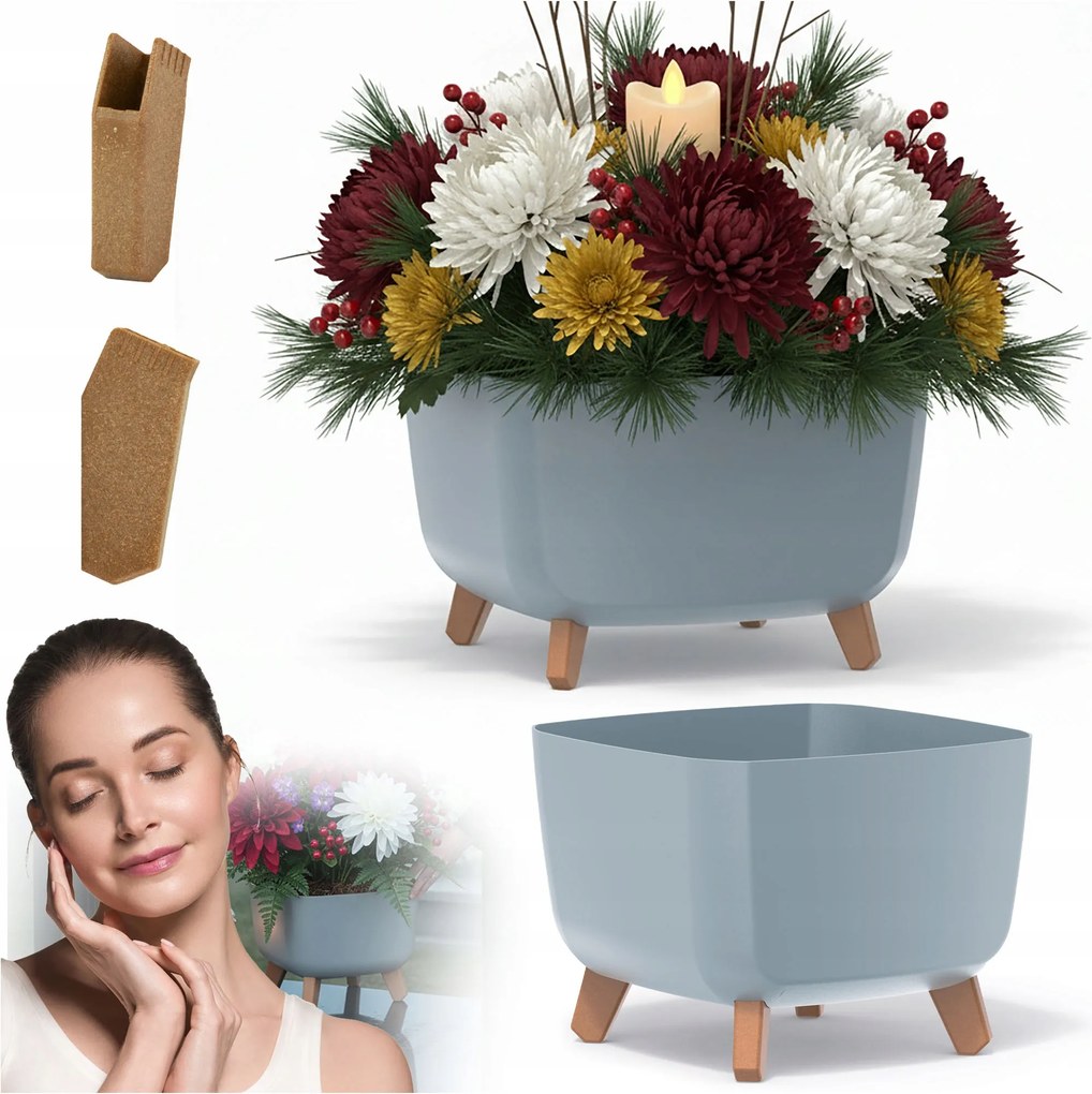 Temetői Virágtartó Kaspó 29 CM Lábakon Minden Szenten Szürke