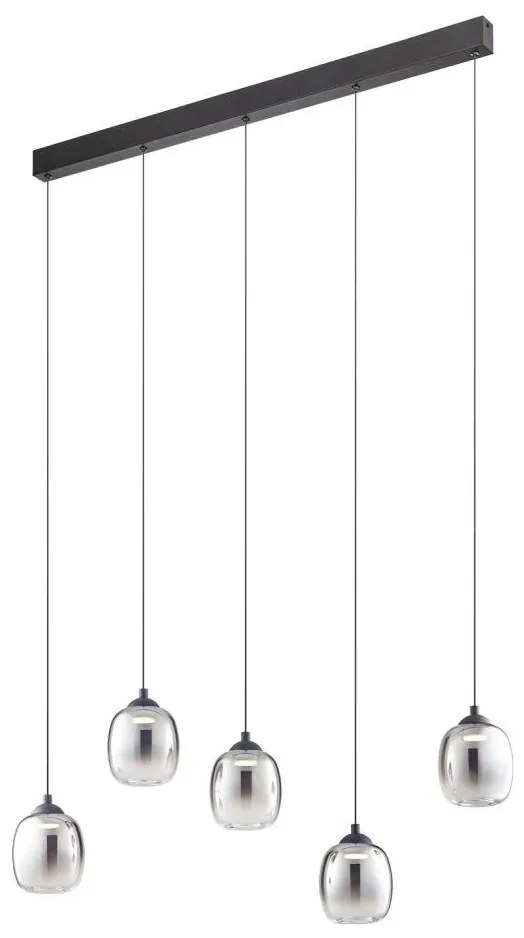 Redo 01-3490 -LED Dimmelhető csillár sodronykábelen KHADI 5xLED/5,2W/230V fekete/füstszínű