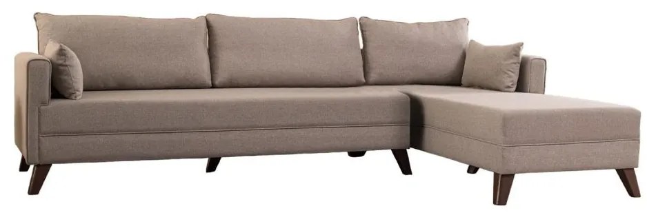 KORFU L-alakú jobb oldali sarokülőgarnitúra, krémszínű