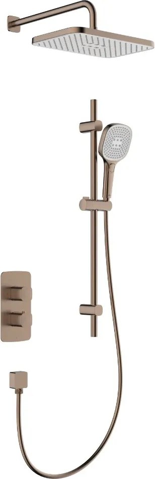KFA Armatura Malaga Rose Gold zuhany készlet beépített termosztáttal trópusi zuhany opcióval réz csiszolt 5759-301-34