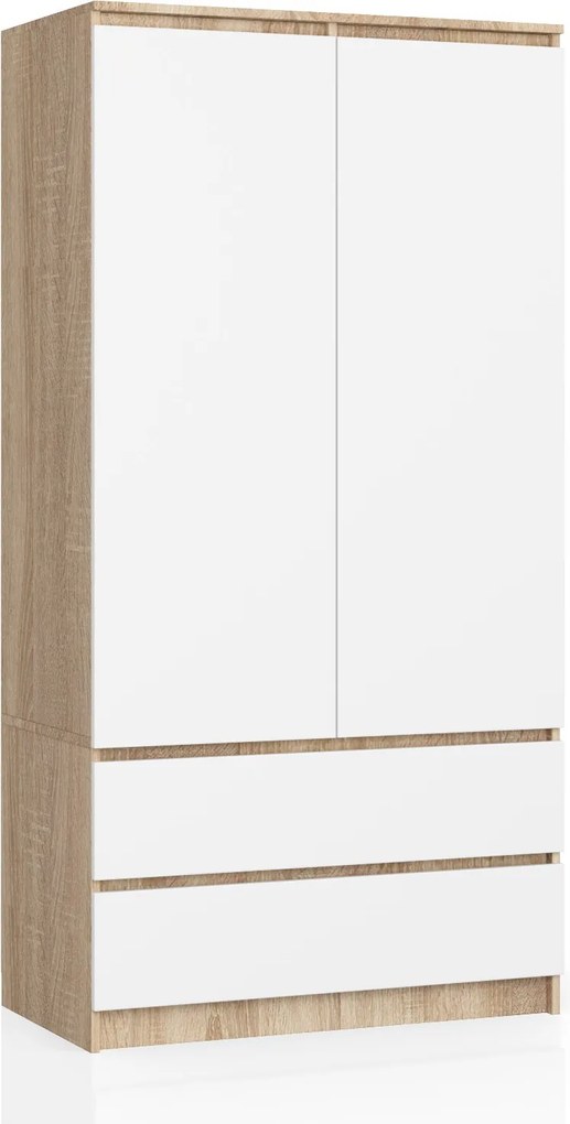 Szekrény S90 2D 2DB Clp Pk Sonoma Fehér Akd