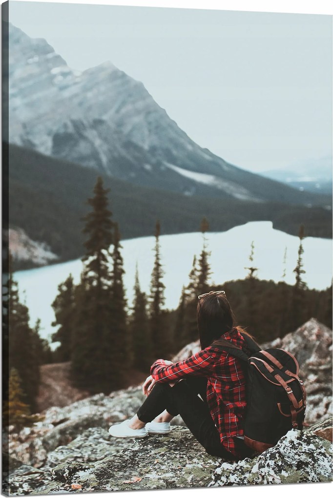 Vászonkép Emberek Hegyek Nő az ösvényen 80x120