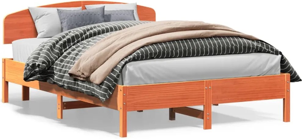 vidaXL viaszbarna tömör fenyőfa ágy matrac nélkül 140 x 200 cm