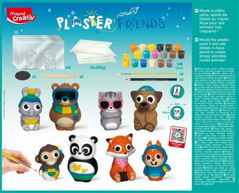 Gipszkiöntő készlet formákkal és festékkel, MAPED CREATIV Plaster Friends (IMAC907209)