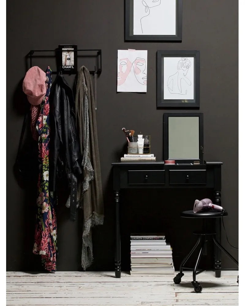 Romy fekete borovi fenyő fésülködőasztal - WOOOD