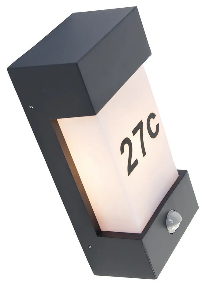 Kültéri fali lámpa sötétszürke IP44 mozgásérzékelővel - Tide