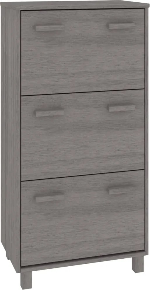 vidaXL HAMAR világosszürke tömör fenyőfa cipőszekrény 59,5x35x117 cm